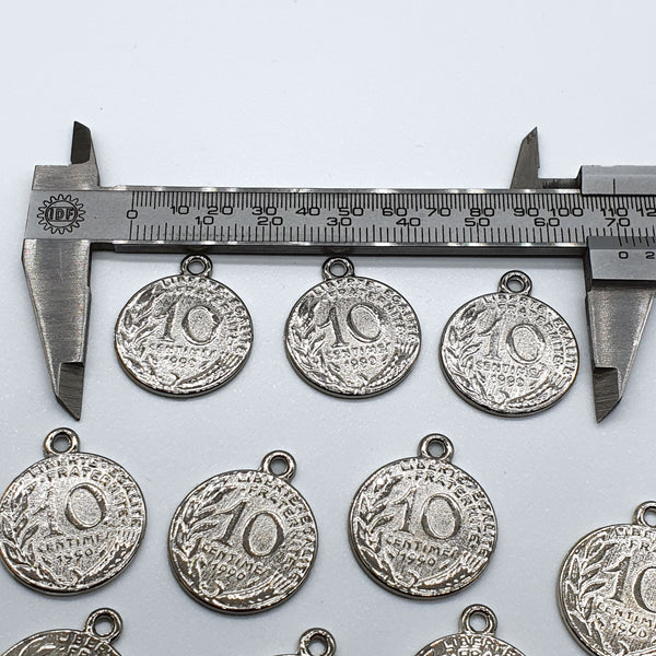 Charms metallo argento moneta 10 lire Misure 1/9335