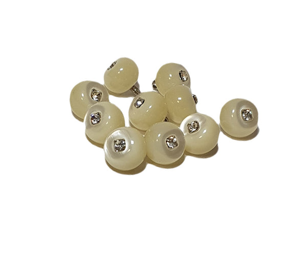 Bottoni eleganti perla con strass con gambo. mis. 18