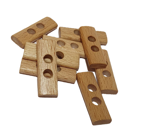 Bottone in legno olivo a 2 fori forma rettangolare